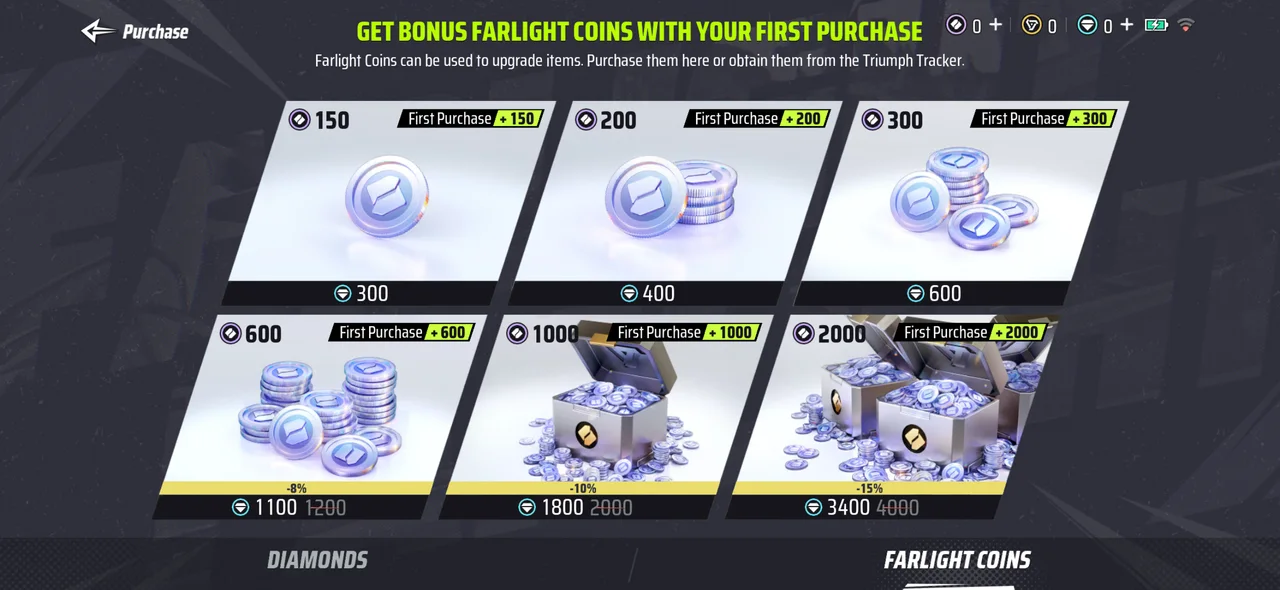 Магазин Farlight 84: за Алмазы берут Farlight Coins для улучшений, скины и наборы